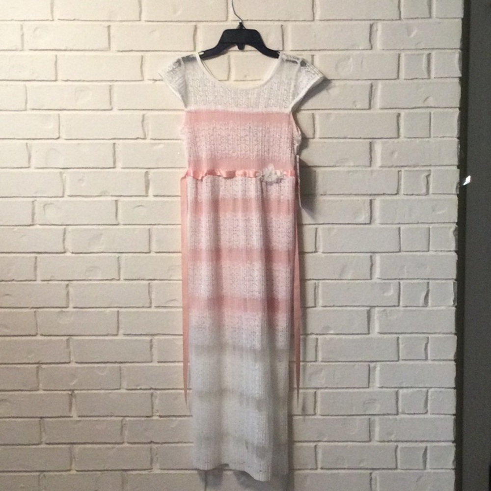 Tween Diva Chic Pink and White Maxi Girls Dress Size 12 NEW Gorgeous!!
